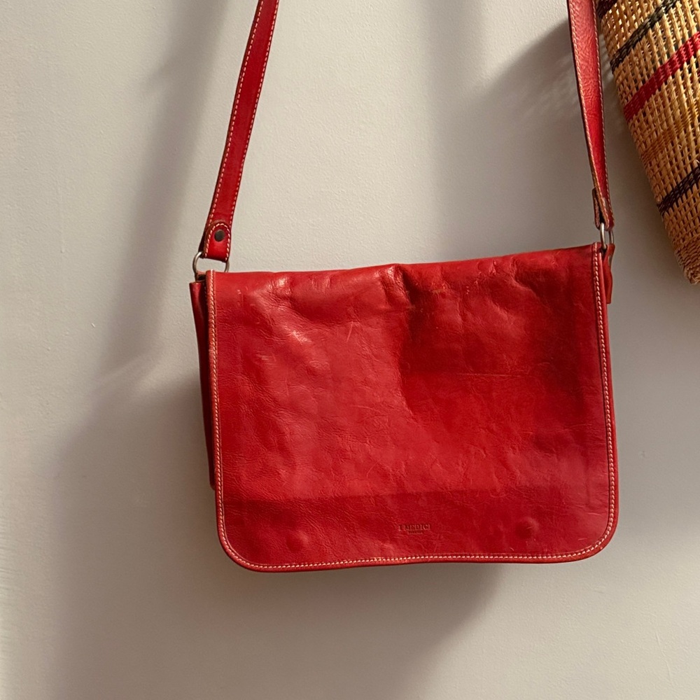 Italian red leather satchel